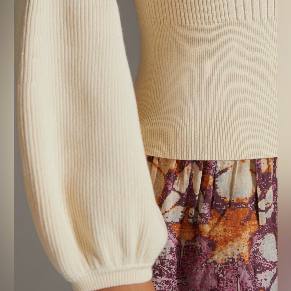 Anthropologie Cream Puff Sleeve Blouse - Picture 7 of 7